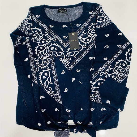 Lucky Brand blue bandanna print sweater NWT. - Picture 6 of 7